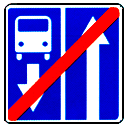 Конец дороги с полосой для маршрутных транспортных средств